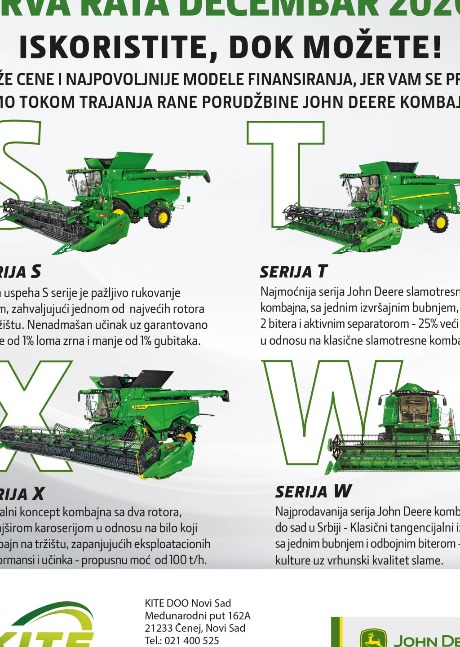 Predsezonska ponuda JOHN DEER kombajna je počela!